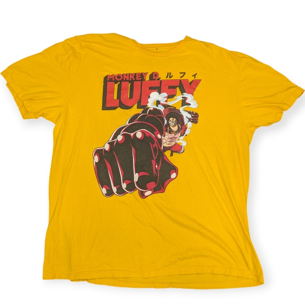 One Piece Monkey D. Luffy Anime Graphic Manga Japan Yellow T-Shirt Men's XL